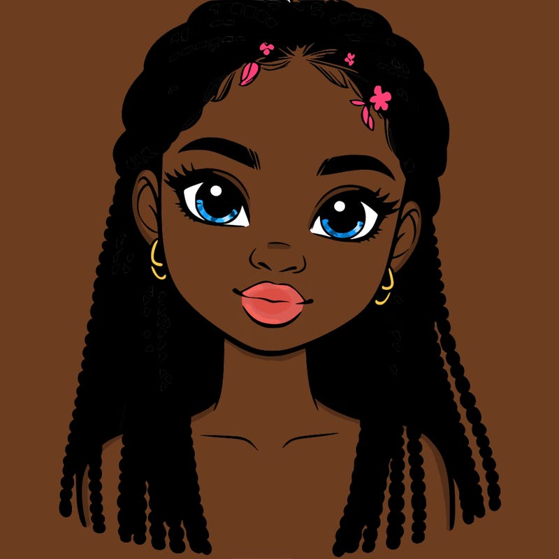 a realistic black girl with braids