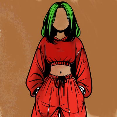 realistic girl faceless with baggy pants and a crop top