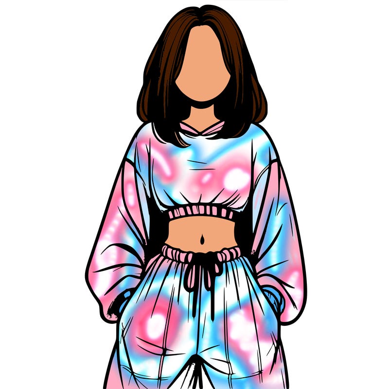 realistic girl faceless with baggy pants and a crop top