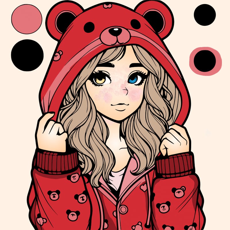 realistic girl in a animal pjs hoodie