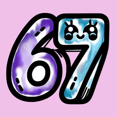 the numbers 67