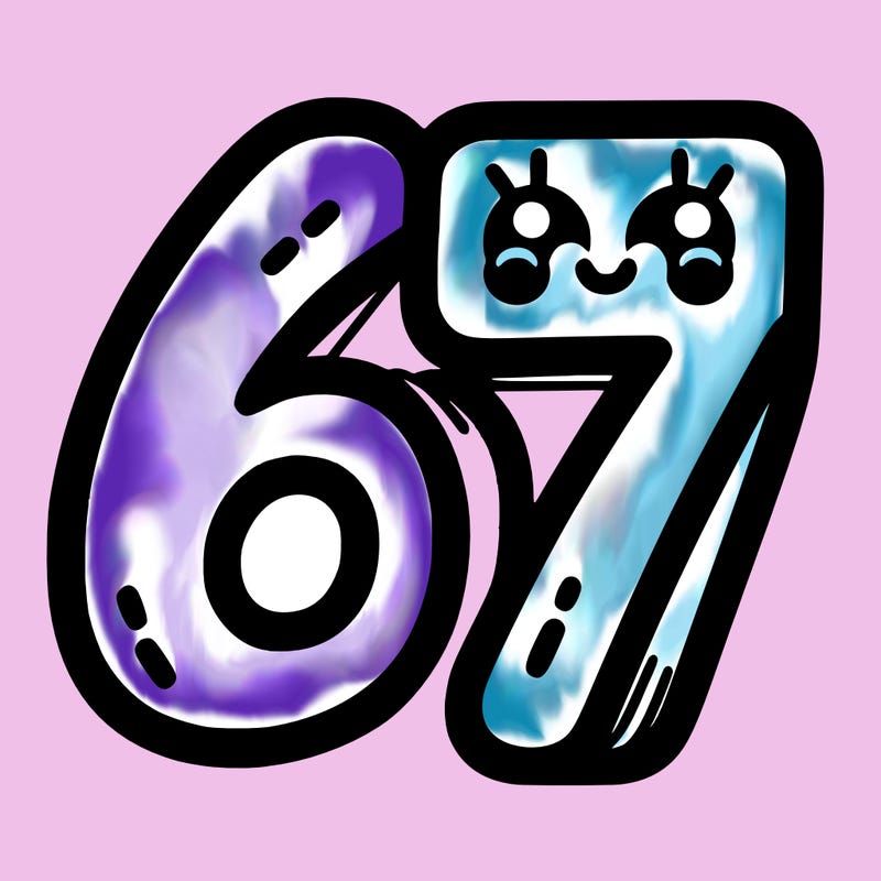 the numbers 67