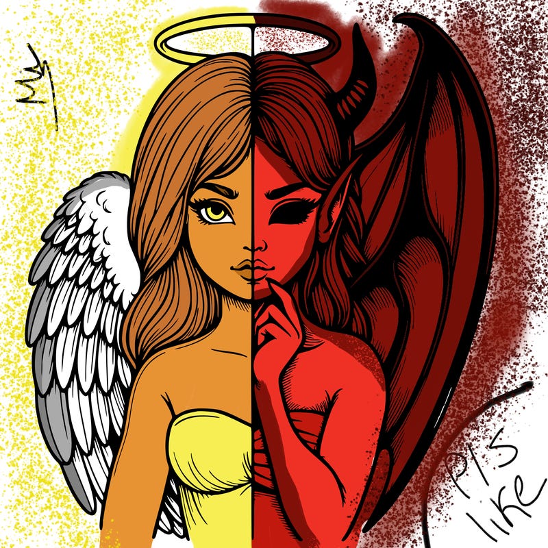 realistic angel half demon
