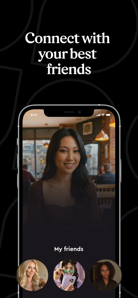 Doubble app interface showing a user profile and a section to connect with best friends for group dating