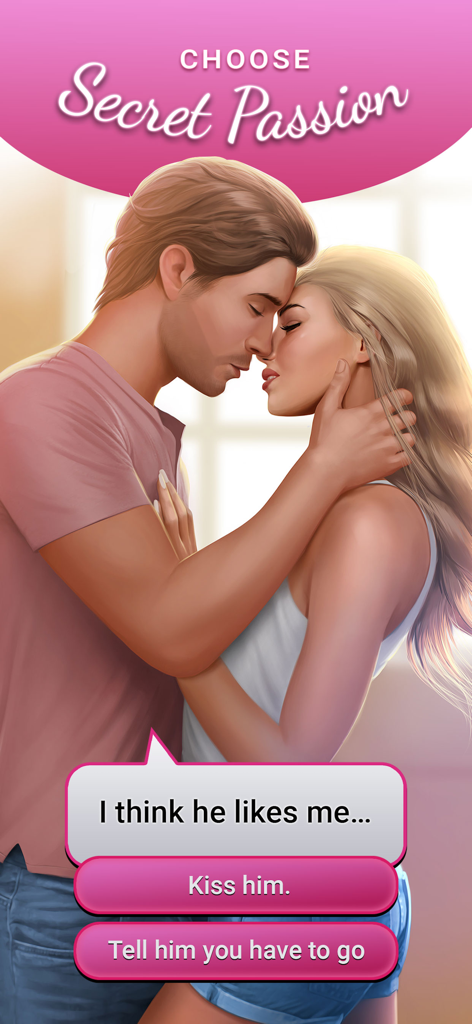 Interactive romantic scene with story choices in Perfect Choice Romance Games