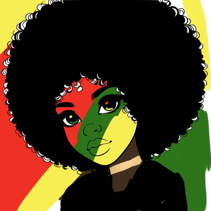 realistic girl with afro