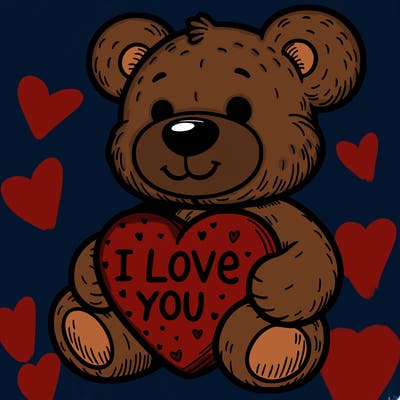 teddy bear holding an i love you heart