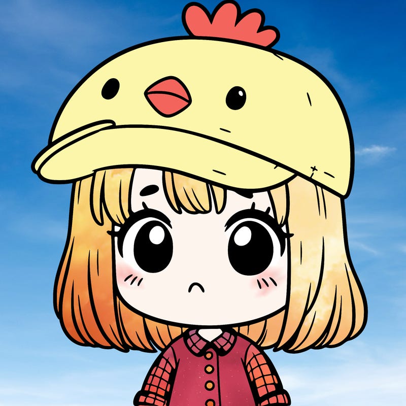 cute girl with chicken hat