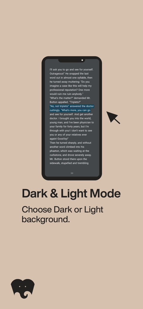 FidiKetabi app interface showing an ebook with dark mode enabled for comfortable night reading