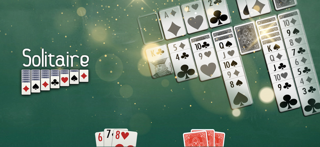Classic solitaire card game with extra large symbols on a green background