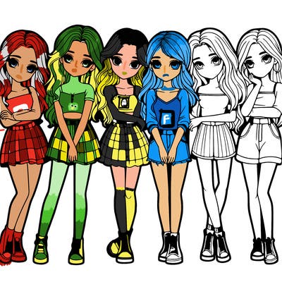 a group of girls realistic