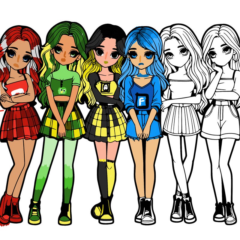 a group of girls realistic