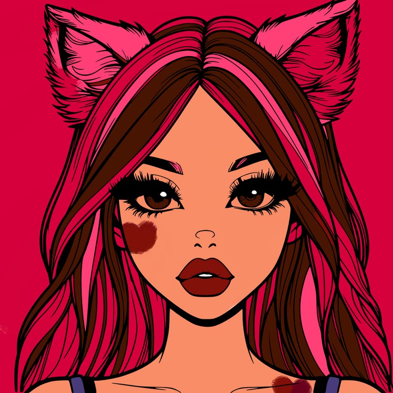 realistic girl with fox ears and realistic lips