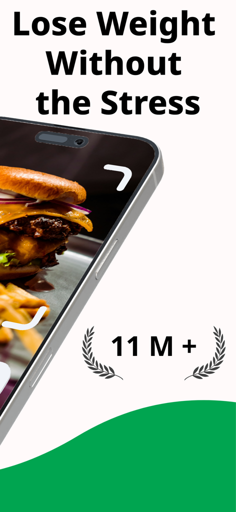 App promotional screen for Live Longer calorie counter with the slogan Lose Weight Without the Stress