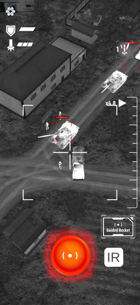 Drone Strike Military War 3D - Vue thermique de canonnière ciblant des chars dans Drone Strike Military War 3D