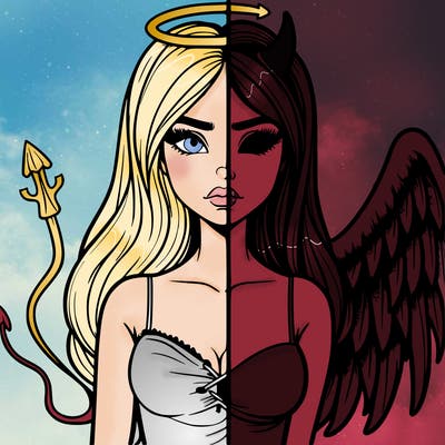 devil vs angel realistic girl