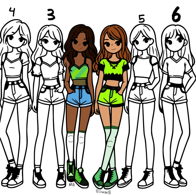 a group of girls wearing crop tops and shorts