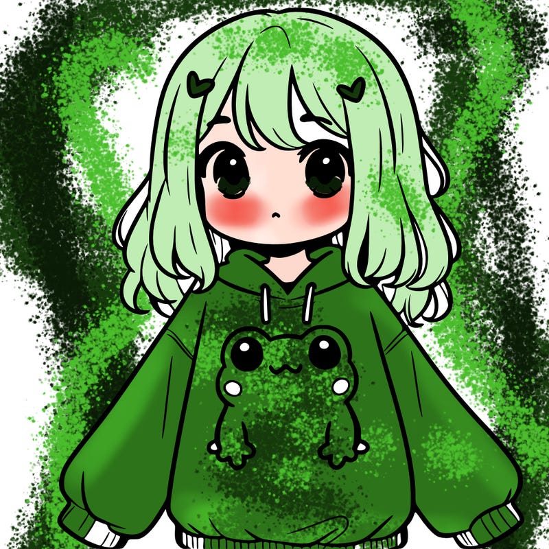 girl wearing frogging sweatshirt