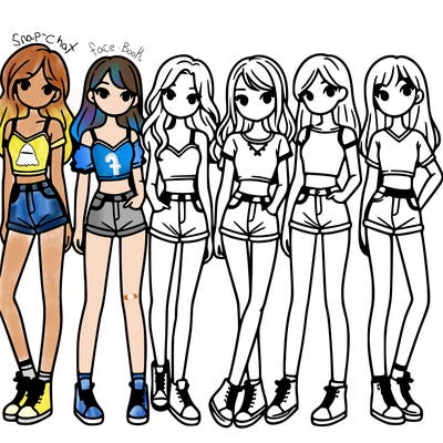 a group of girls wearing crop tops and shorts