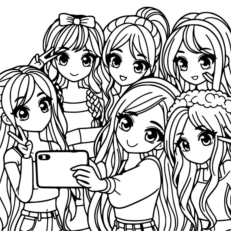 group of girls taking a selfie cutie