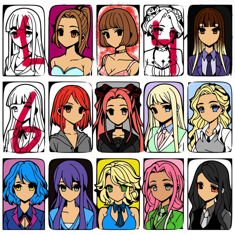 girls that look diffrent anime