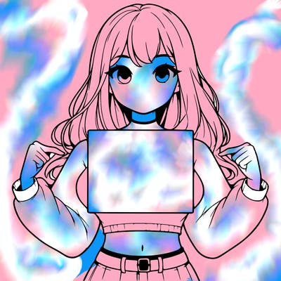 girl holding a blank sign in a long sleeve crop top