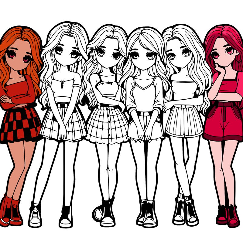 a group of girls realistic