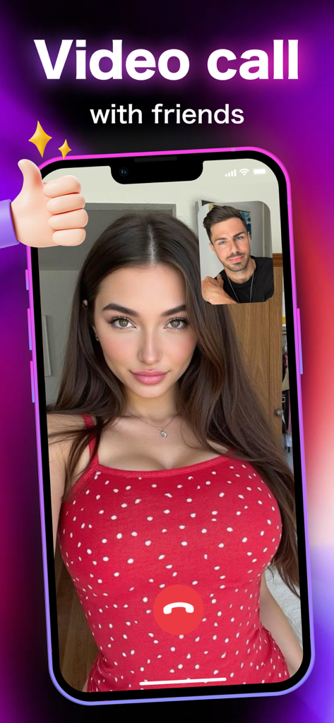 Smartphone screen showing a video call with friends on the Rock app