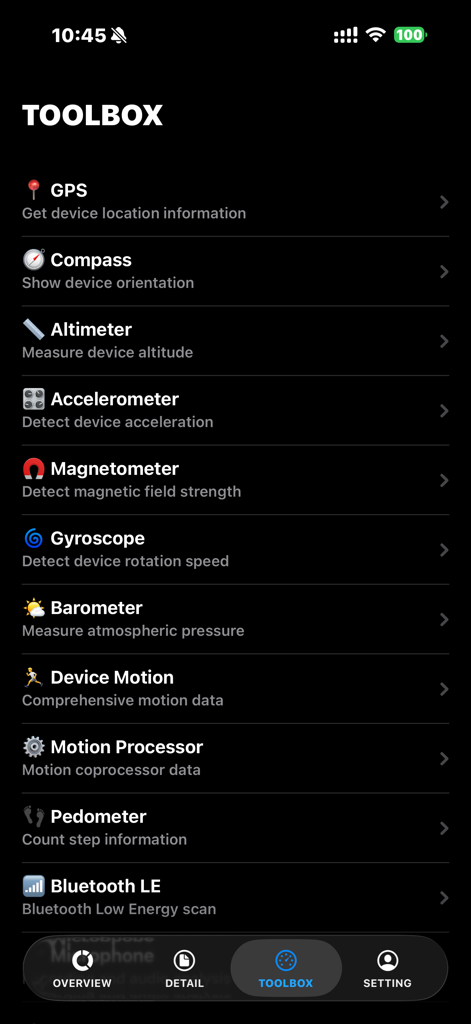 CPU-X - CPU-X app toolbox showing various sensor diagnostics including GPS and Compass