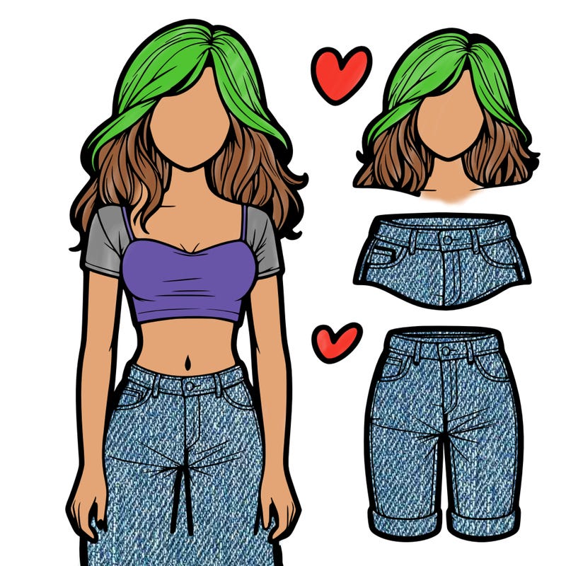realistic girl faceless pants crop top