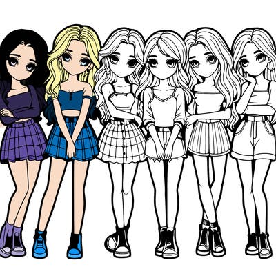 a group of girls realistic