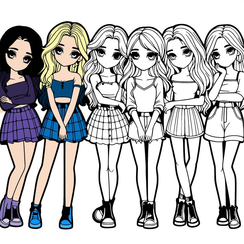 a group of girls realistic