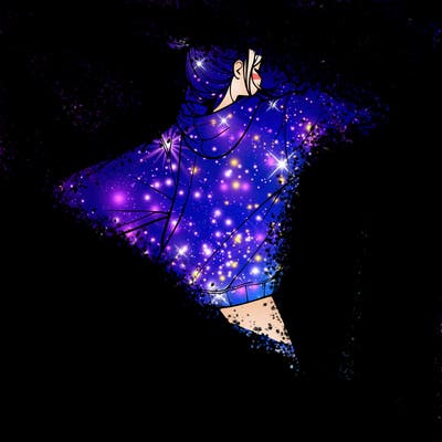 realistic girl jumping with a bun and oversized sweatshirt