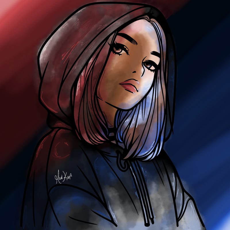 a realistic girl in a hoodie