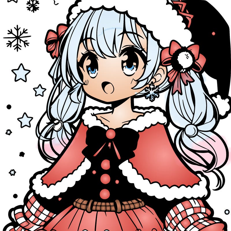 a girl in christmas clothes in anime