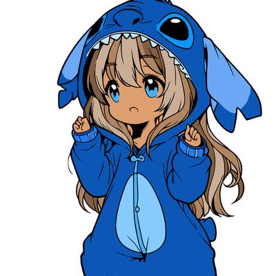 anime girl in a stitch onsie