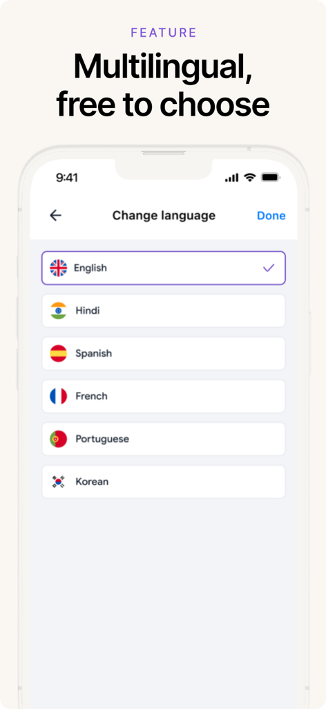AR Drawing: Easy to Sketch - Language selection screen in the AR Drawing app showing options for English Hindi Spanish and French