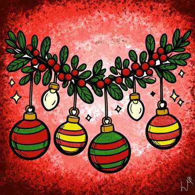 christmas garland with big bulbs