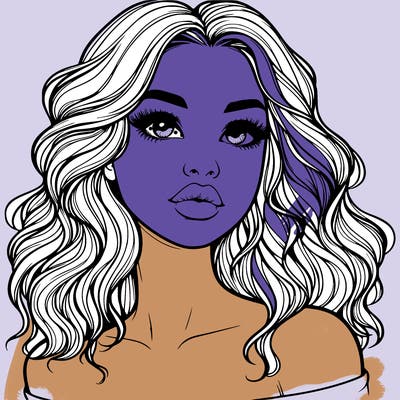 realistic girl with wavy hair and lips