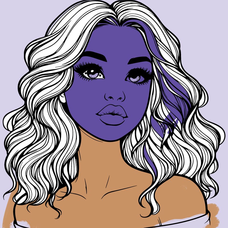 realistic girl with wavy hair and lips