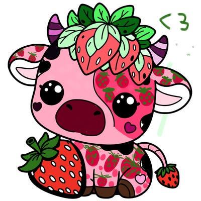 cute strawberry cow