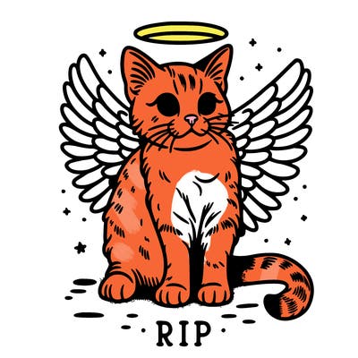 rip cat realistic cat with angel wings