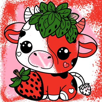 cute strawberry cow