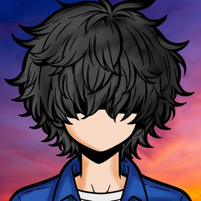 manga boy fluffy hair covering his eyes