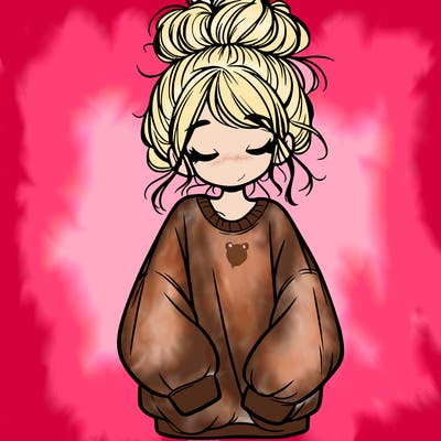 girl with baggy sweatshirt and messy bun