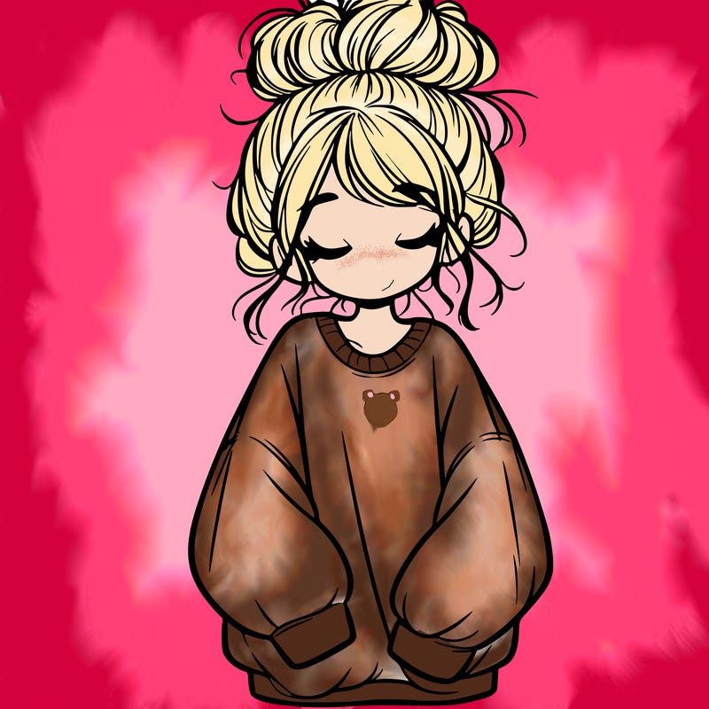 girl with baggy sweatshirt and messy bun