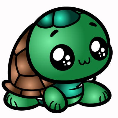 cute little animated turtle