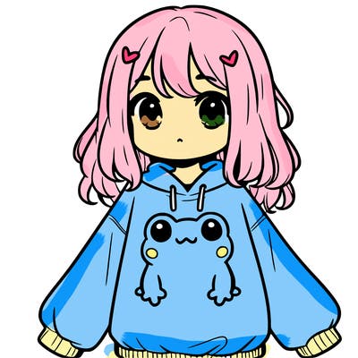 girl wearing frogging sweatshirt