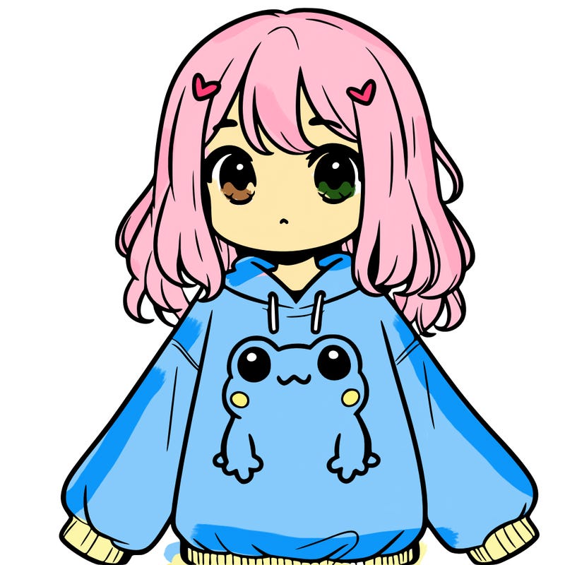 girl wearing frogging sweatshirt