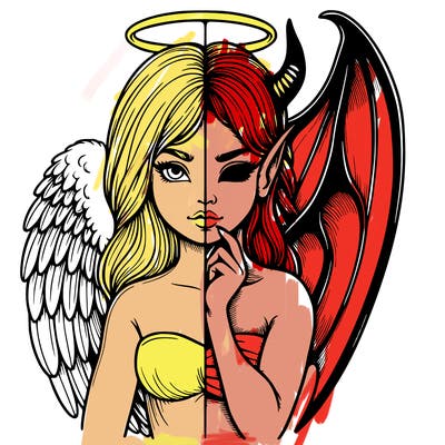 realistic angel half demon